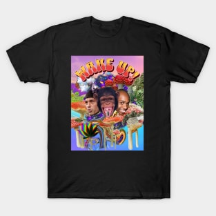 Joe Rogan n Dave Chappelle Alpha Chimp Mushroom Collage Art T-Shirt